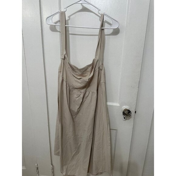 Neutral Cotton Sundress with Pockets – Adjustable Straps - Picture 7 of 12